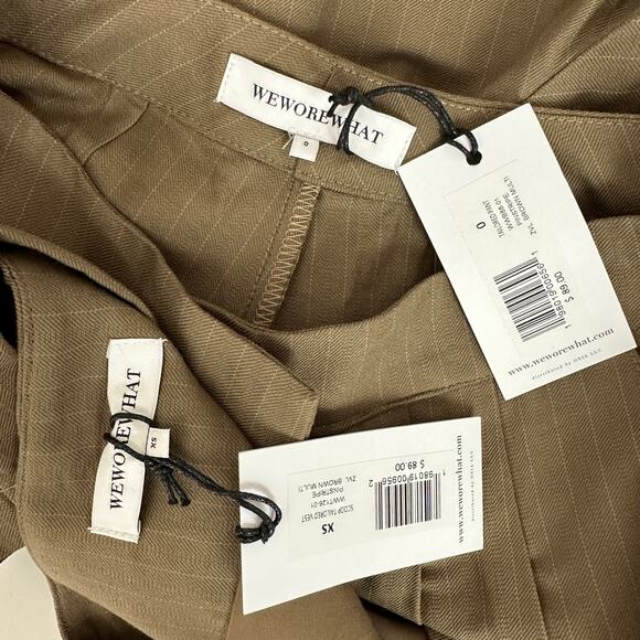 WeWoreWhat Suit Vest Pant Set Pinstripe Brown Wide Leg Tailored XS/0 NWT - Picture 7 of 13